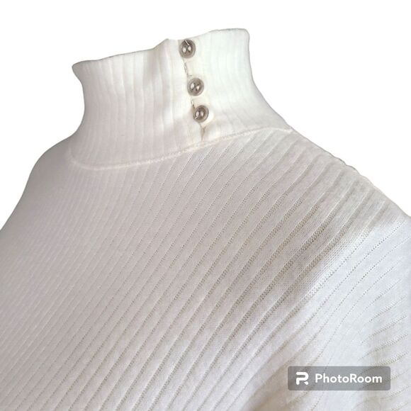 Project Social T Size Small White Oversized Button Mockneck Cropped Sweater NWT - Picture 5 of 11